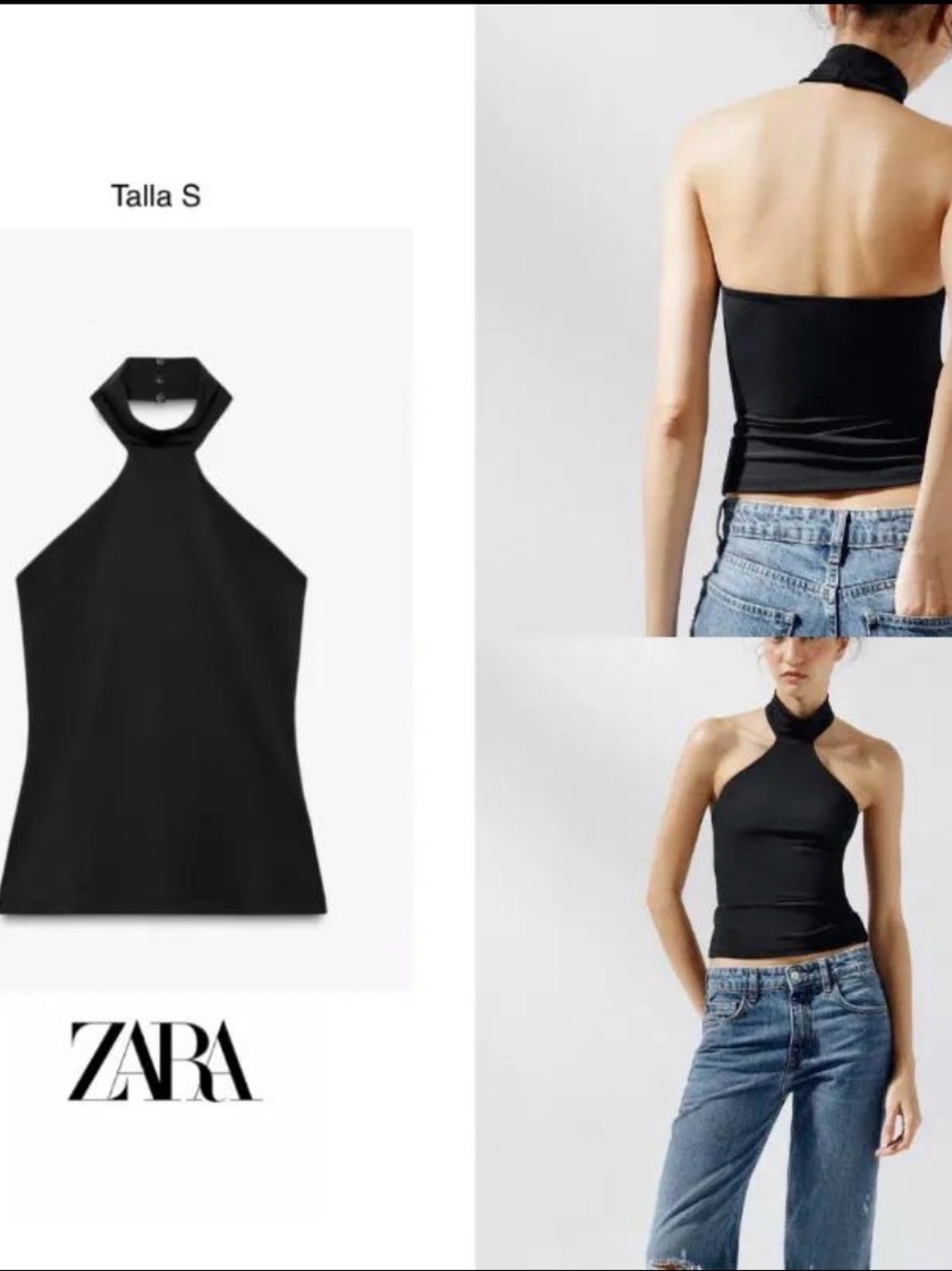 ZARA Black Halter-Style Stretch Camisole